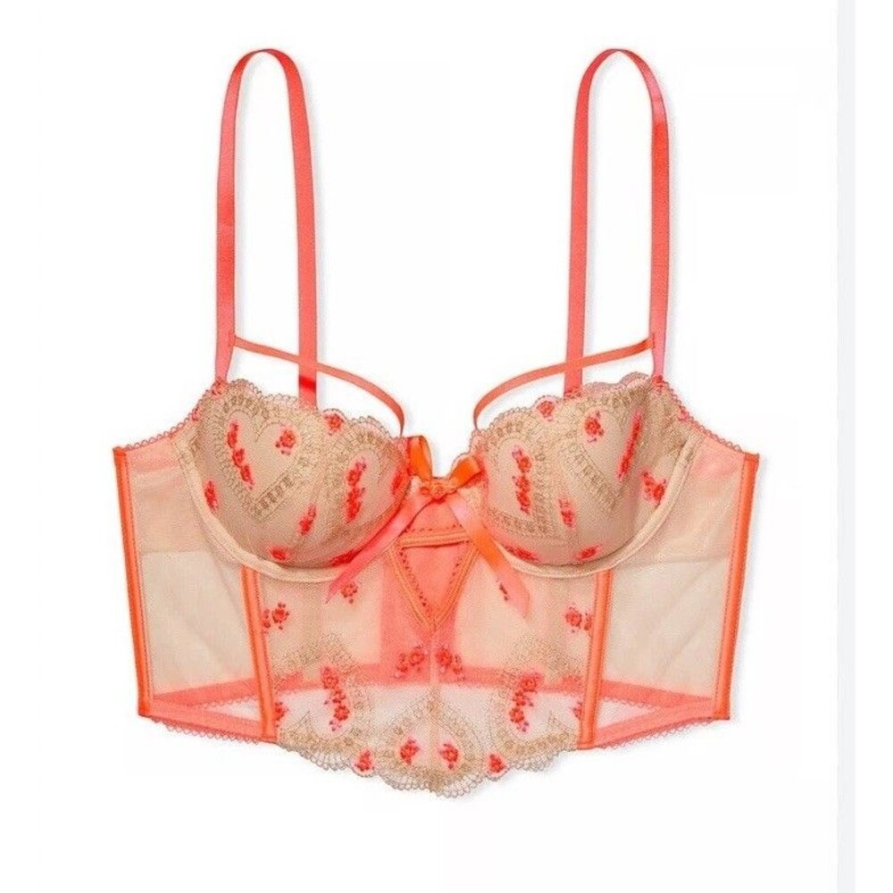 Victoria's Secret HEART EMBROIDERY DEMI BRA TOP 34B 34 C Dream Angels